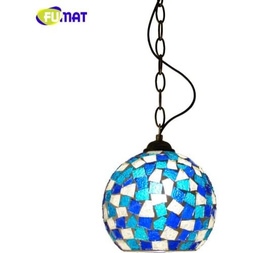 FUMAT Mosaic Pendant Light Modern Brief Glass Shade Light For Living Room Dining Room Blue shade LED Suspension Pendant Lamps