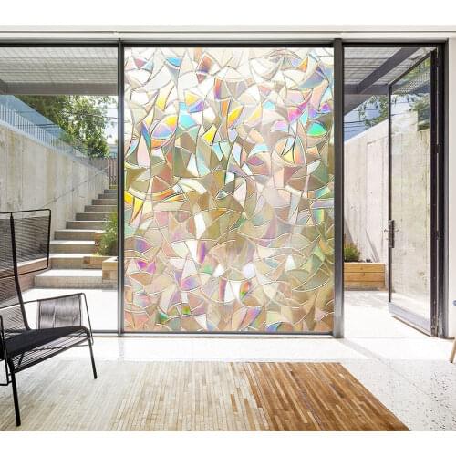 HOHOFILM Roll 3D Fashine Laser Window Film Rainbow Static Window Glass Sticker House Decor Without glue Removable PVC