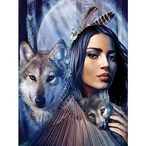 Beauty and Wolf Cross Stitch Kits Needlework Embroidery Crafts 14CT Unprinted DIY Arts Handmade Home Decor