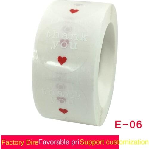 Round transparent thank you sticker red heart seal label gift wrapping sticker 500pcs / roll