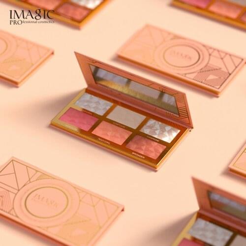 IMAGIC 6 Colors Face Mineral Pigment Blusher Blush Powder Brozer Cosmestics Professional Highlight Palette Blush Contour Shadow