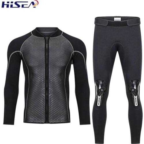 Hisea 2.5MM Neoprene Men Women Wetsuit 2 Piece Couple Diving Suit Top Pants Full Zipper Jacket for Spearfishing Surfing Swimming