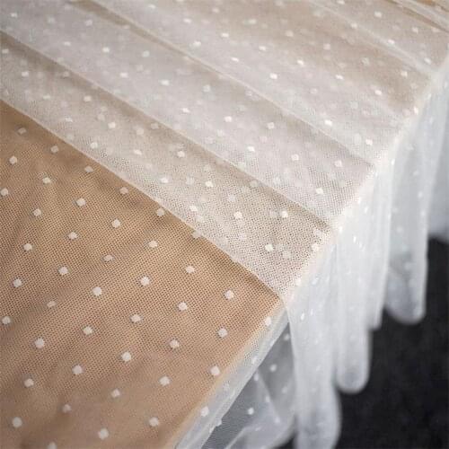 Soft Flocked Polka Dots Lace Fabric Stretch tulle lace fabric For Blouse Skirt Wedding Princess Dress Costume Design Bridal Gown