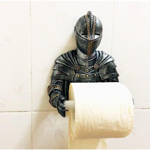 Suction cup wall mounted knight paper towel tube kitchen roll paper tissue box toilet roll holder home creative decoration