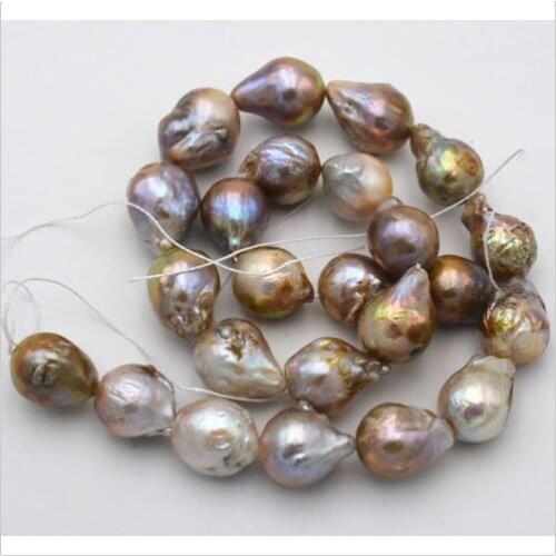 Natural 14x18mm Multicolor Baroque Edison Reborn Keshi Pearl loose beads 15”AAA
