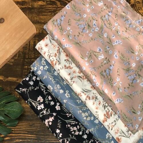 Pastoral Style Small Floral Chiffon Cloth South Korean Silk Clothing Fabric Spring And Summer Dress Shirt`s Fabric/1 M