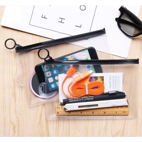 500pcs/lot PVC Transparent Frosted Envelope Binder Pocket pen bag plastic waterproof underwear bag With hook 20cmx13cm