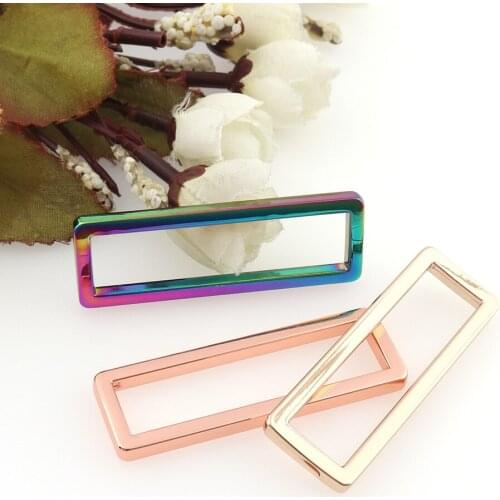 10pcs Square ring buckle Inner 50mm Rainbow/Light gold/Rose gold Alloy Belt buckles Garment DIY Needlework Luggage Sewing Bag