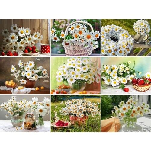 Sale 5D DIY Diamond Painting Daisy Flower Cross Stitch Kits Embroidery Mosaic Art Picture of Rhinestones Gift Home Decoration