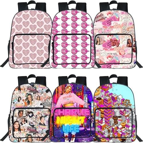 19 Inch Charli Damelio Backpack Boys Girls School Bags Children Bookbag Teens Rucksack Travel Knapsack Mens Backpack Women Bag