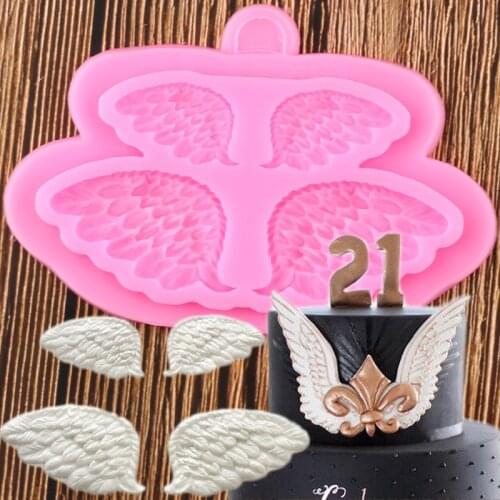 3D Angel Wings Silicone Mold Baby Party Cupcake Topper Fondant Cake Decorating Tools Chocolate Candy Polymer Clay Moulds
