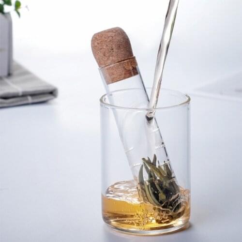 Cork Glass Bottle Transparent Tea Strainer Mini Empty Bottle Tea Infuser Tube B H55A