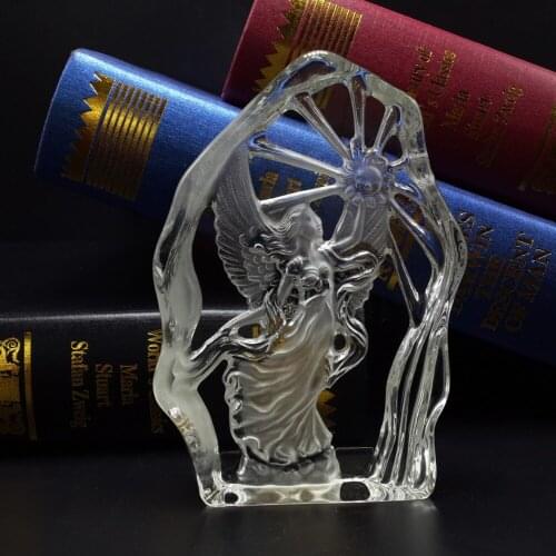 Freedom 3D Glass Angle Iceberg Statue Crystal Sculpture Miniature Favors Home Ornament Accessory Office Decor