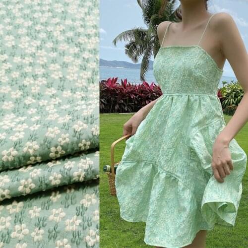 Three-dimensional Embossed Jacquard Fabric Polyester Fiber Spring Summer Lantern Sleeve Princess Dress Suit Brocade Fabrics