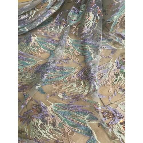 Heavy beaded French Nigerian Laces Fabrics super Quality ZH-66685 beaded Tulle African Laces Fabric for Wedding