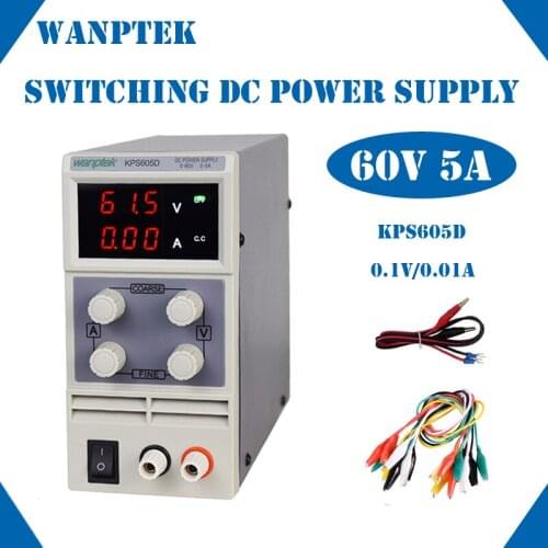 Wanptek Mini Switching DC Power Supply KPS605D 60V 5A Single Channel Adjustable SMPS Digital 0-60V/0-5A 110V-230V 0.1V/0.01A