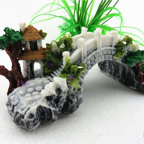 1pcs Imitation Chinese Culture Bridge Decor for Aquarium Ornaments Fish Tank Landscape Resin Bridges