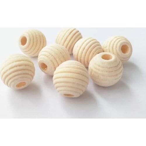100pcs unfinished 14mm screw thread carved beads natural wooden beads diy handmade craft