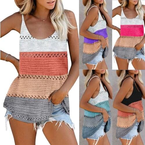 2021 spring and summer new European and American loose sexy camisole knitted beach top
