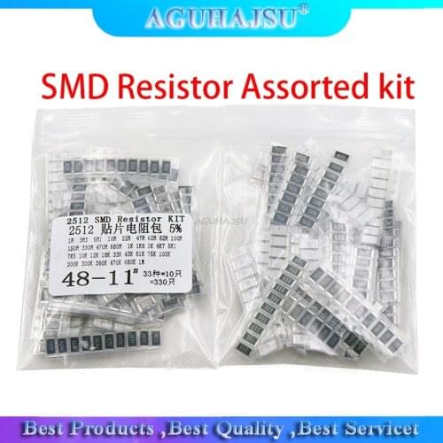 330PCS/lot 1ohm-1M ohm Electronic Resistors 5% 2512 SMD Resistor Assorted kit set 10R 47R 100R 10K 470K 680K smd resistor pack