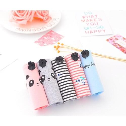5pcs/lot student cartoon cotton underwear Middle waist Raise hip underwear Young womens briefs Sexy no trace girls underwear