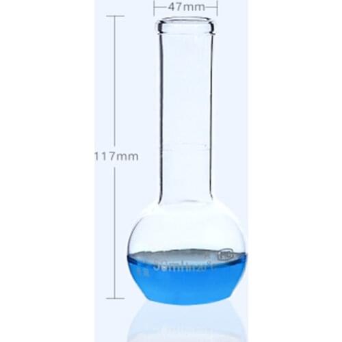 50ml Steel Measuring Bottle Volumetric flask High Borosilicate Glass Lab Chemistry Clear Glassware Supply