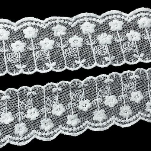 African Lace Fabric High Quality Beautiful White Lace Ribbon Tape Lace Cotton Trim DIY Embroidered For Sewing Decoration