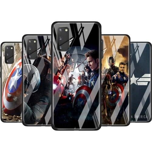 Avengers Captain America Tempered Glass Cover For Samsung Galaxy S20 S10 S9 S8 S10E FE Ultra Plus Lite 5G Phone Case