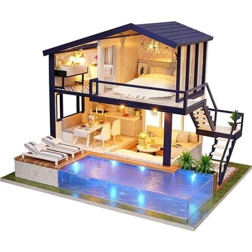 DIY Model Doll House Casa Miniature Dollhouse with Furnitures LED 3D Wooden House Toys For Children Gift Handmade Crafts