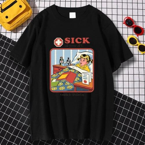 Sick Of Your Shit Printed T-Shirts Mens Vintage Anime Tees Shirts Aesthetic Comfortable Clothing Fashion O-Neck T Shirt Mens
