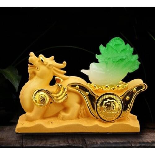 Chinese Golden Fengshui Lucky Money Mascot Resin Home Decor Living Room Decorations Car Desk Ornament Statue Opening Gift Crafts