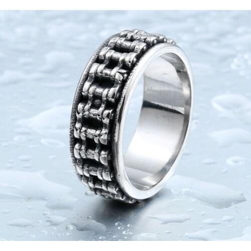 Classic Personality Bicycle Mechanical Style Chain Ring Ring Mens Hip-Hop Rock Locomotive Hand Ornament Gift