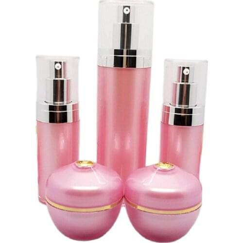 30g 50g 30ml 120ml High Grade Cosmetic Containers Pink Acrylic Bottle Refillable Bottles Cream Jar Emulsion Lotion Bottle 10pcs
