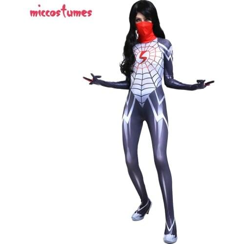 Cindy Moon Cosplay 3D Printed Silk Superhero Costume Jumpsuit Bodysuit Zentai Suit