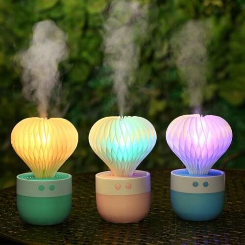 Creative Car Desktop Mini Usb Cotton Swab Spray Atomizer Air Purifiercactus Humidifier Nightlights