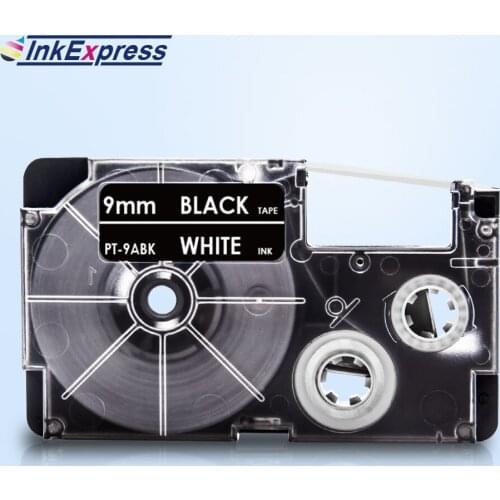 InkExpress 9mm XR-9ABK Tape For CASIO XR 9ABK Label Tape White on Black Printer Ribbon For CASIO Label Maker KL-100 KL-120