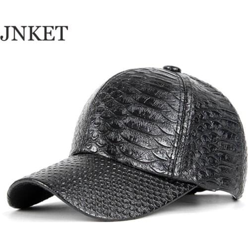 JNKET Fashion Men Women‘s PU Leather Baseball Cap Crocodile Pattern Baseball Cap Adjustable Sports Cap Gorras Baseball Casquette