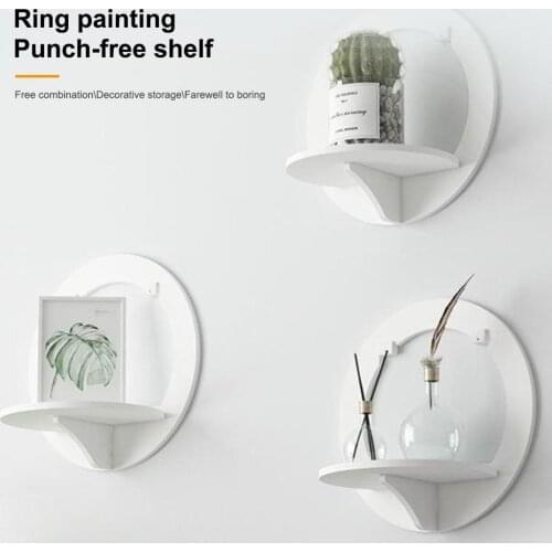 Wall shelf free punching wall-mounted TV background wall hanger bedroom balcony bedside wall creative flower pot stand