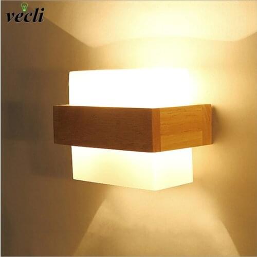 Japanese Bedside Wall Lamp LED Bedroom Simple Solid Wood Creative Living Room Hotel Aisle Bedside Lamp Indoor Lighting Fixtures