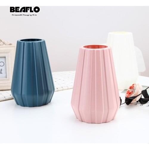 Shatterproof Vase Nordic Home Decor Rhombus Vase Imitation Ceramic Flower Pot Plastic Flower Decoration Vases for Flowers