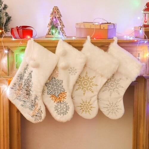 2021 New Christmas Decorations for home Christmas Tree Snowflake Plush Stockings Christmas Stockings Gift Bags New Year Gifts
