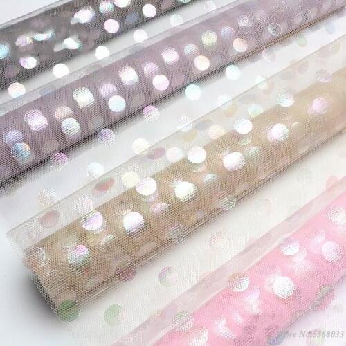 New 50cm 5yards Shiny Bright Dot Print Gauze Flower Wrapping Papers Material Gift Wrapping Decor Party Home Decoration