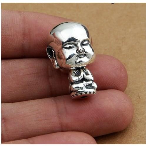 Handmade 925 Silver Little Monk Guru Bead Pure Silver Tibetan Malas Guru Buddhist Prayer Beads Guru Bead
