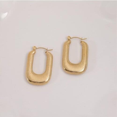 Joolim High Quality PVD Gold Finish Spiral Air Core Oval Stainless Steel Hoop Earring Tarnish Free Gold Jewelry