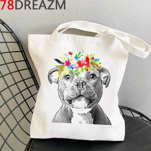 Bull Terrier shopping bag grocery cotton bolsas de tela handbag shopper shopper bag string sac cabas sac toile