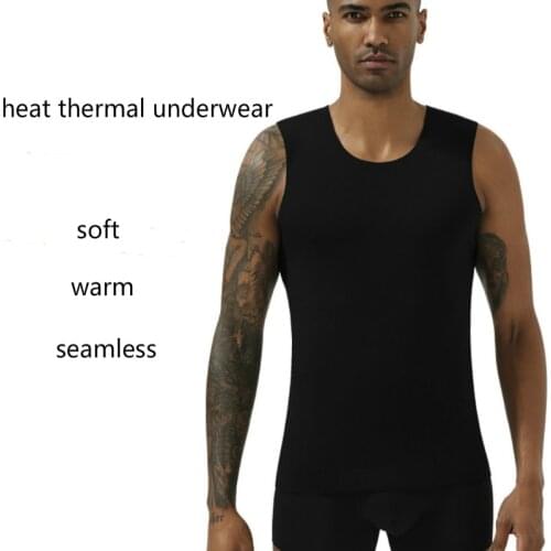 Men Heat Thermal Underwear Warm Body Tops Winter Sleeveless Seamless Clothes