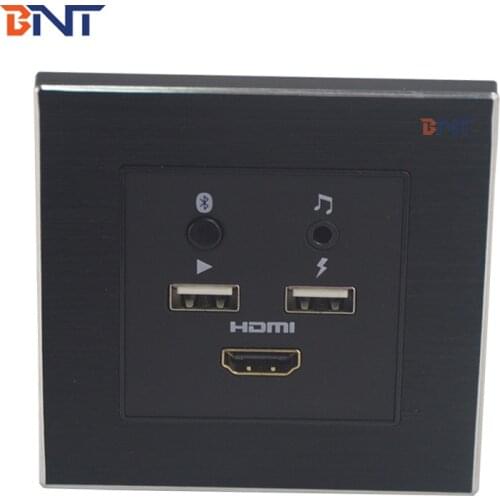 Hotel Room Toughened Glass Panel Bluetooth Smart Wall Media Hub Socket