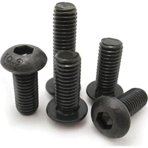 M2 M2.5 M3 M4 M5 M6 M8 Grade 10.9 Alloy Steel Screws Hex Socket Round Head Cap Black Screw Furniture Fastener Bolt