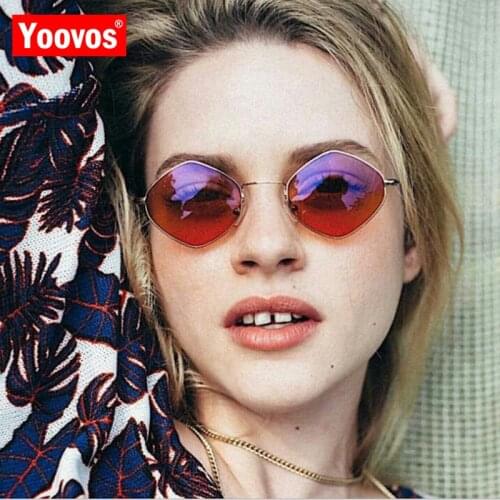 Yoovos 2021 Vintage Small Frame Sunglasses Women Polygonal Brand Designer Alloy Sunglasses Reflective Mirror UV400 Oculos De Sol
