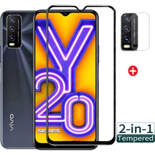 2 in 1 Tempered Glass on for Vivo Y20 Y20i Full Screen Protector Camera Lens Film for Vivo Y30 Y50 Y 20 20i protective glass